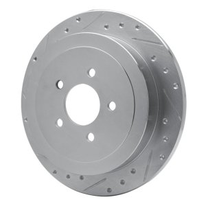 Lincoln Town Car Brake Rotor (1) - Rear Left - R1 Concepts - Drilled & Slotted - Silver - `03-`11